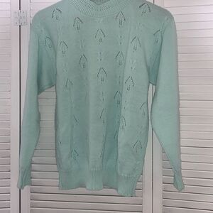 Vintage‎ Pastel Green Eyelet Sweater Medium